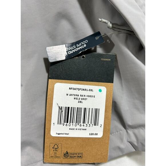 Men's 3XL The North Face Antora Dry Waterproof Hooded Rain Jacket Grey 71 - Picture 6 of 7